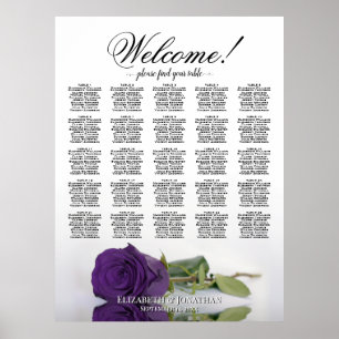 Royal Purple Rose Elegant 25 Table Seating Chart