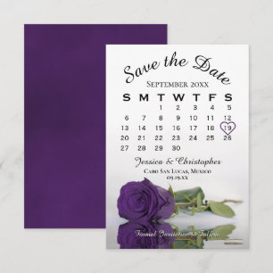 Royal Purple Rose Elegant Wedding Calendar Save The Date
