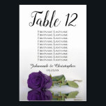 Royal Purple Rose Elegant Wedding Seating Chart Table Number<br><div class="desc">These table number cards will make it easy for your guests to find their seats at your wedding reception. They feature a simple yet elegant design with lacy script calligraphy and a single royal purple coloured rose lying on its side with ripples waves and reflections. The card includes a seating...</div>
