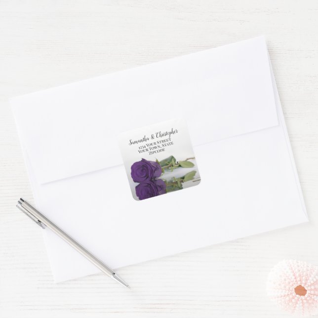 Royal Purple Rose Return Address Envelope Seal (Envelope)