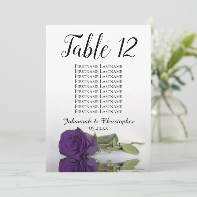 Royal Purple Rose Table Seating Chart Large (Standing Front)