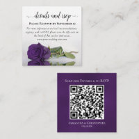 Royal Purple Rose Wedding Details & RSVP QR Code
