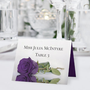 Royal Purple Rose Wedding DIY Fold Place Card