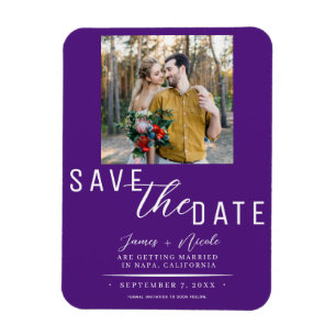 Royal Purple Save the Date Photo Wedding Magnet