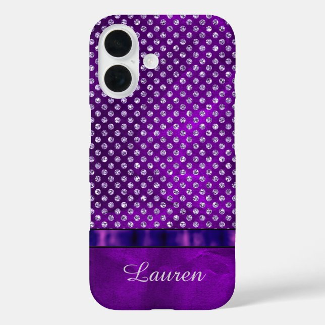 Royal Purple Silver Gem Personalized Case-Mate iPhone Case (Back)