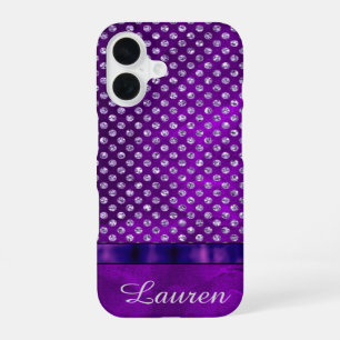 Royal Purple Silver Gem Personalized iPhone 16 Case