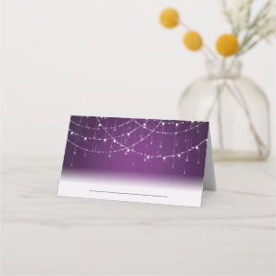 Royal Purple String Lights Wedding Place Card