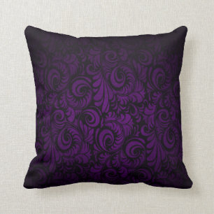 Royal Purple Swagger Floral Print Throw Pillow