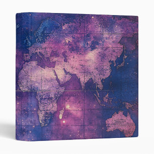 Royal Purple Vintage Celestial World Map Binder