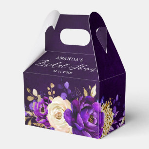 Royal Purple Violet Gold Botanical Bridal Shower Favor Box