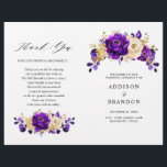 Royal Purple Violet Gold Botanical Wedding Program<br><div class="desc">Elegant royal purple gold theme wedding program featuring elegant bouquet of royal purple,  Indigo,  gold,  yellow  colour rose flowers buds and eucalyptus leaves. Please contact me for any help in customization or if you need any other product with this design.</div>