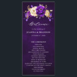 Royal Purple Violet Gold Floral Botanical Wedding  Program<br><div class="desc">Elegant royal purple gold theme wedding program featuring elegant bouquet of royal purple,  Indigo,  gold,  yellow  colour rose flowers buds and eucalyptus leaves. Please contact me for any help in customization or if you need any other product with this design.</div>