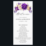 Royal Purple Violet Gold Floral Botanical Wedding Program<br><div class="desc">Elegant royal purple gold theme wedding program featuring elegant bouquet of royal purple,  Indigo,  gold,  yellow  colour rose flowers buds and eucalyptus leaves. Please contact me for any help in customization or if you need any other product with this design.</div>