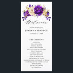Royal Purple Violet Gold Floral Botanical Wedding Program<br><div class="desc">Elegant royal purple gold theme wedding program featuring elegant bouquet of royal purple,  Indigo,  gold,  yellow  colour rose flowers buds and eucalyptus leaves. Please contact me for any help in customization or if you need any other product with this design.</div>