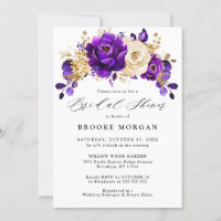 Royal Purple Violet Gold Floral  Bridal Shower
