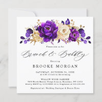 Royal Purple Violet Gold Floral Bridal Shower