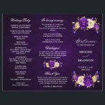 Royal Purple Violet Gold Wedding Tri Fold Program<br><div class="desc">Elegant royal purple gold theme wedding tri fold program featuring elegant bouquet of royal purple,  Indigo,  gold,  yellow  colour rose flowers buds and eucalyptus leaves. Please contact me for any help in customization or if you need any other product with this design.</div>