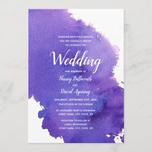 Royal Purple Watercolor Wedding Invitation