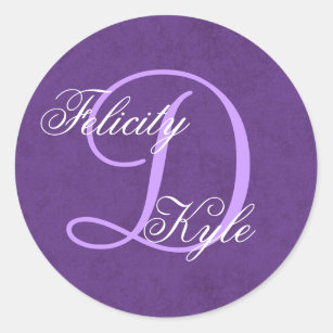Royal Purple Wedding Monogram D or Any Initial S16 Classic Round Sticker