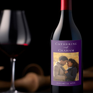 Royal Purple Wedding Personalized Photo Wine Label