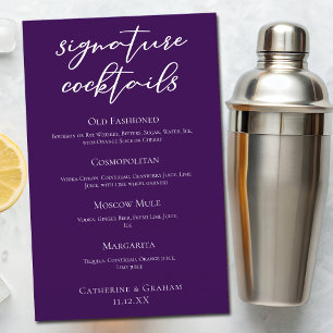 Royal Purple Wedding Signature Cocktails Menu