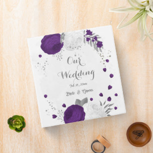 royal purple white flowers silver wedding album binder