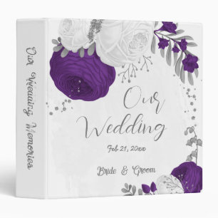 royal purple white flowers silver wedding album binder