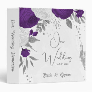 royal purple white flowers silver wedding album binder