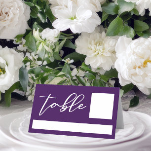 Royal Purple White Personalized Wedding Place Card