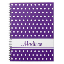 Royal Purple White Polka Dot Stripe Script Name
