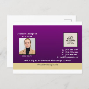 Royal Purple with Gold Accent Postcard