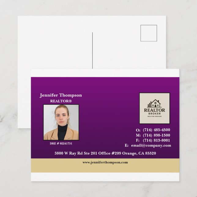 Royal Purple with Gold Accent Postcard (Front/Back)