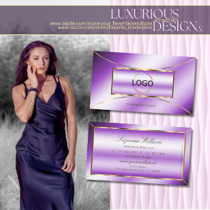 Royal Purple with Gold Decor and Logo Professional Business Card