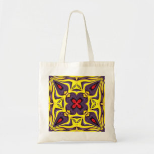 Royal Purple Yellow Vintage Kaleidoscope Tote Bag