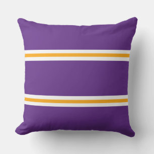 Royal Purple Yellow White Summer Racing Stripes Outdoor Pillow