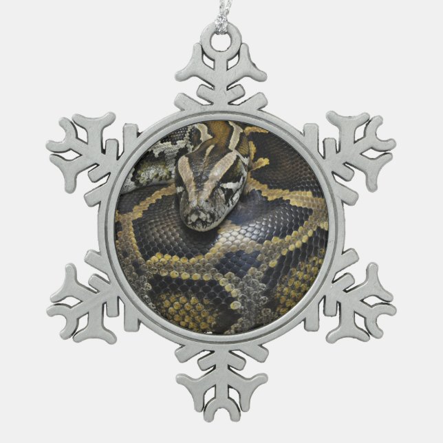 "Royal Python" design products Snowflake Pewter Christmas Ornament (Front)