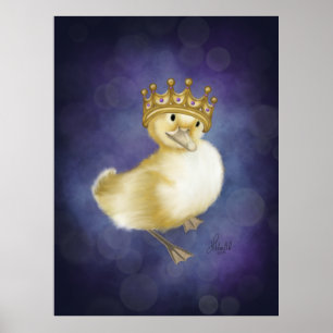 Royal Quackery: Yellow Duckling with Gold Crown Poster