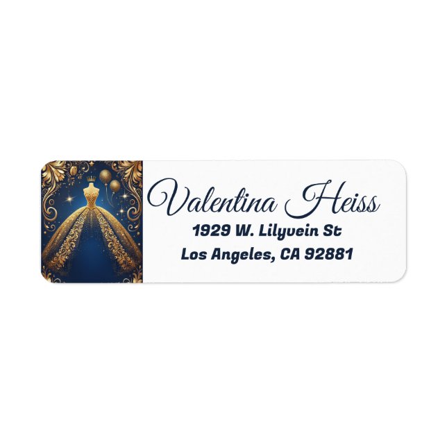 Royal Quinceañera Gold and Navy Princess Theme (Front)