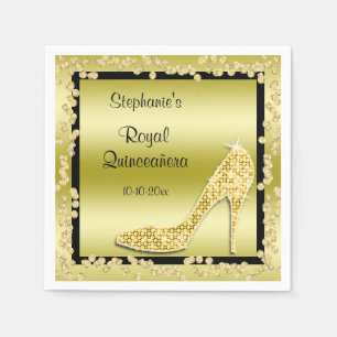 Royal Quinceañera Gold Jewel Stiletto Napkin