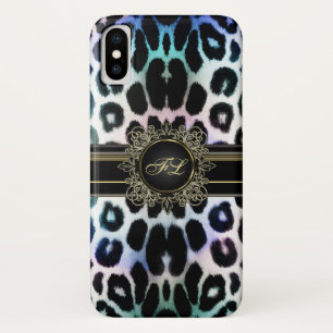 Royal Rainbow Leopard Personalized iPhone X Case