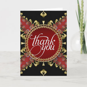 Royal Red Gold Lace Remerciements Cartes