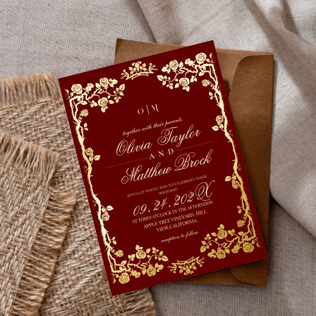 Royal Red Gold Rose Flowers The Wedding of (Creator Uploaded)