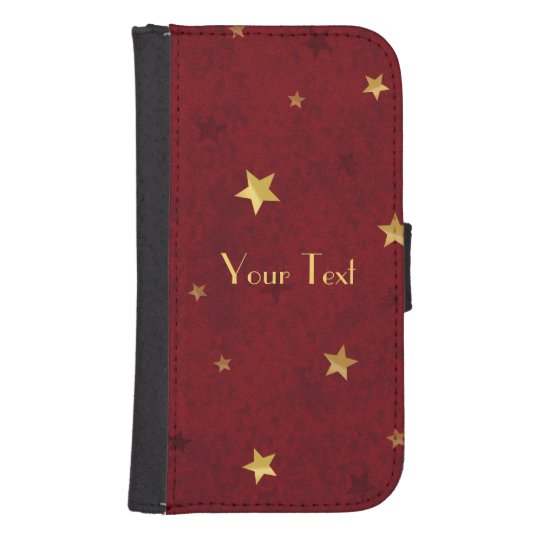 Royal Red Golden Stars Phone Wallet