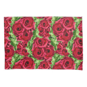 Royal Red Roses Regal Romance Crimson Lush Flowers Pillowcase