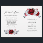 Royal Red White Silver Floral Wedding Program<br><div class="desc">Elegant royal red white silver theme wedding program featuring elegant bouquet of royal ruby red,  crimson,  silver,  pure white colour rose flowers buds and eucalyptus leaves. Please contact me for any help in customization or if you need any other product with this design.</div>