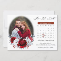 Royal Red White Silver Metallic Photo Calendar