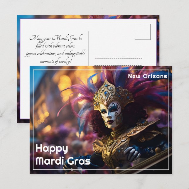 💚💜💛Royal Regalia: Mardi Gras Extravaganza Postcard (Front/Back)