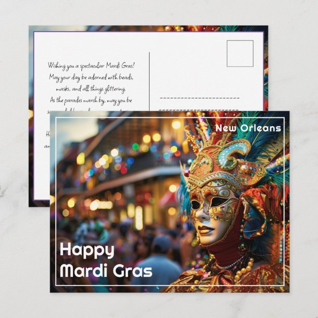 💚💜💛Royal Regalia: Mardi Gras Extravaganza Postcard (Front/Back)
