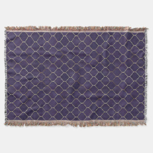 Royal Rhythms: Purple Andalusian Moroccan Geometry Throw Blanket
