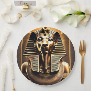 **"Royal Roar: The Golden Pharaoh Lion"** Paper Plate